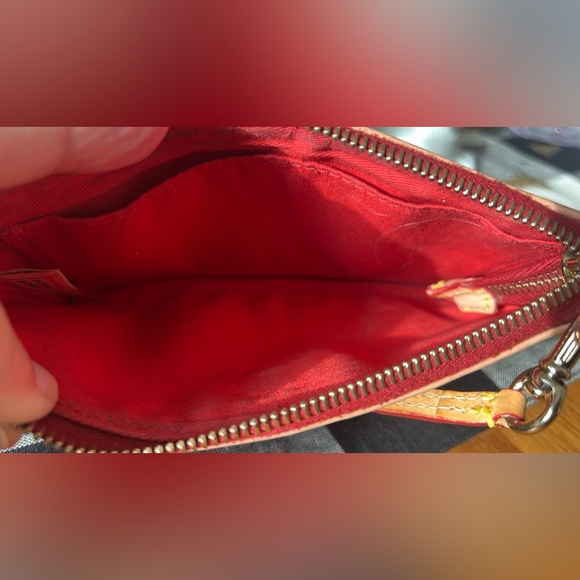 Dooney & Bourke Taupe & White Striped Wristlet - Picture 3 of 5